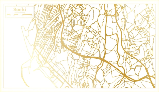 Mapa Miasta Soczi W Rosji W Stylu Retro W Złotym Kolorze Mapa Konturowa