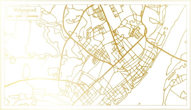 Mapa Miasta Wołgograd Rosji W Stylu Retro W Złotym Kolorze Zarys Mapy Ilustracji Wektorowych