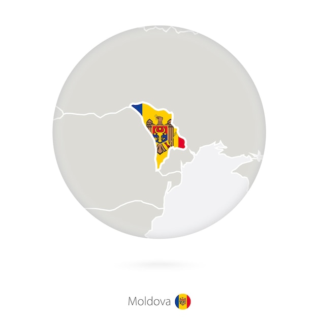 Plik wektorowy mapa mołdawii i flagi narodowej w okręgu kontur mapy mołdawii z flagą ilustracja wektorowa