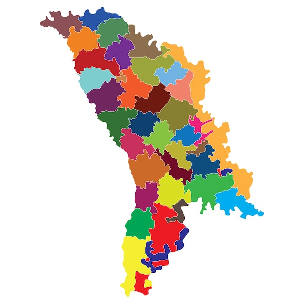 Mapa Mołdawii W Prowincjach Administracyjnych W Wielu Kolorach