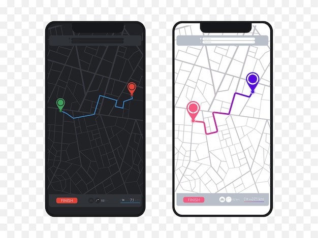 Mapa nawigacja GPS mapa ulic miasta z pinami nawigator trasy nawigator trasy aplikacji