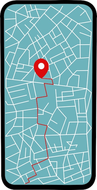 Plik wektorowy mapa nawigacji w telefonie. punkt docelowy. mapa okolicy, miasta. ścieżka. dostawa, kierunek.