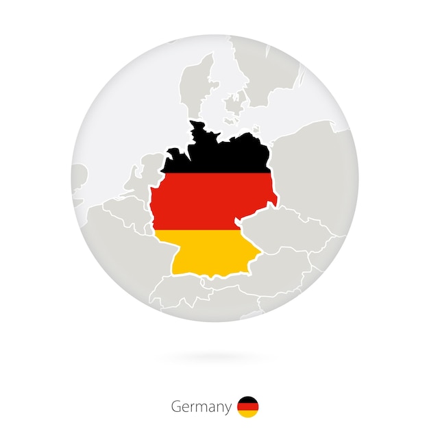 Plik wektorowy mapa niemiec i flaga narodowa w okręgu kontur mapy niemiec z flagą ilustracja wektorowa