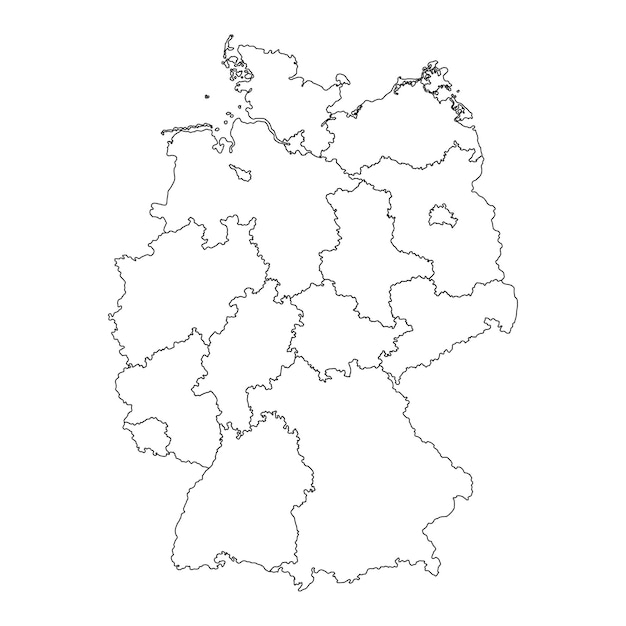Plik wektorowy mapa niemiec z regionami ilustracji wektorowych