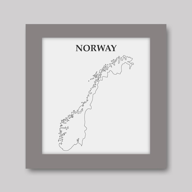 Mapa Norwegii ilustracja ciągła linia rysunek ręka sztuki