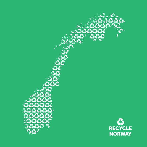 Mapa Norwegii Wykonana Z Koncepcji Ochrony środowiska Symbolu Recyklingu