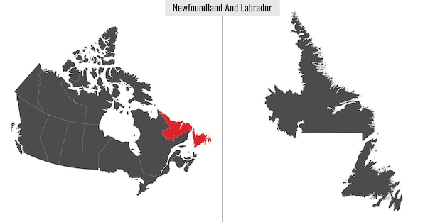 Mapa Nowej Fundlandii i Labradoru