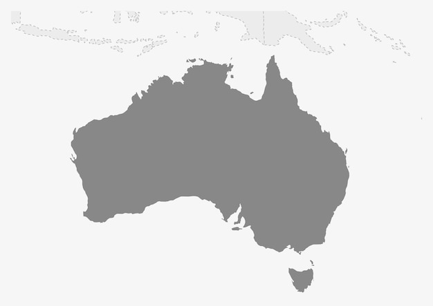 Mapa Oceanii Z Podświetloną Mapą Australii
