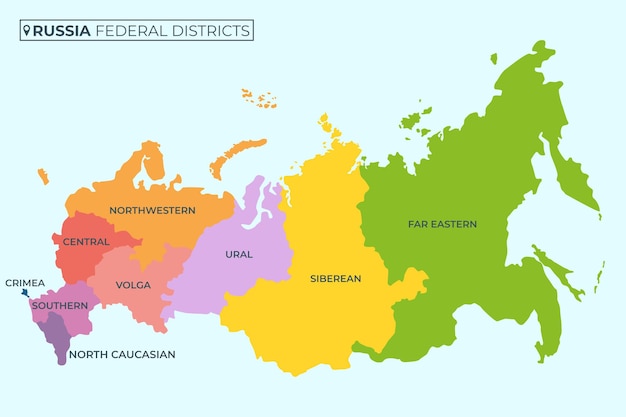 Plik wektorowy mapa okręgów federalnych rosji