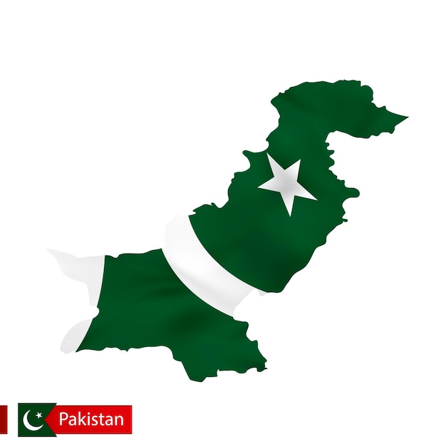 Mapa Pakistanu Z Macha Flagą Kraju