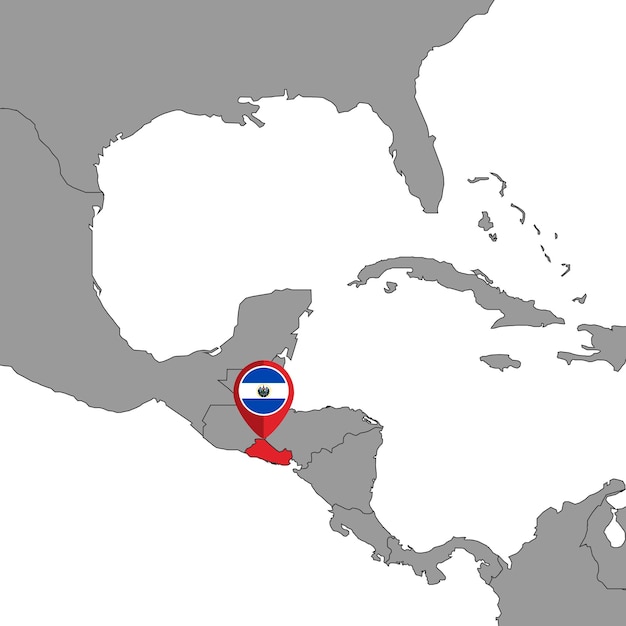 Plik wektorowy mapa pin z flagą salvador na mapie świata ilustracja wektorowa