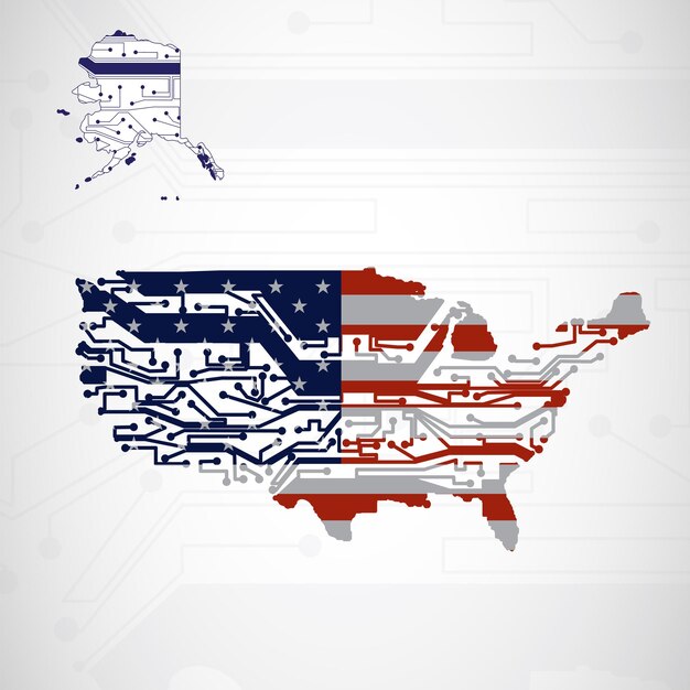 Plik wektorowy mapa płytki obwodowej usa