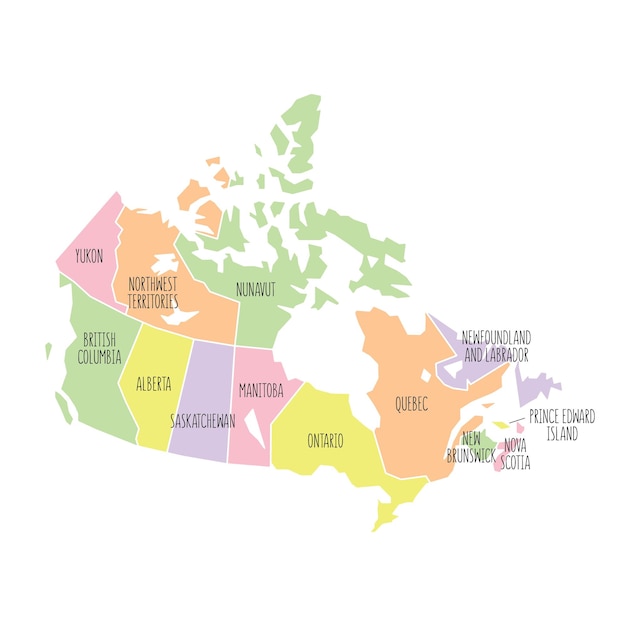 Plik wektorowy mapa polityczna kanady niskie szczegółowe