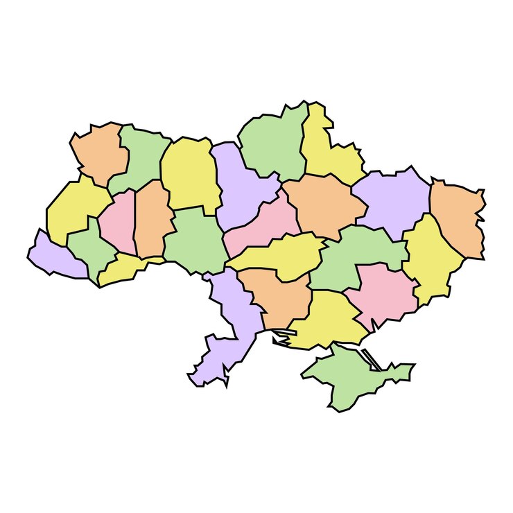 Wektor mapa polityczna ukrainy mało szczegółowa