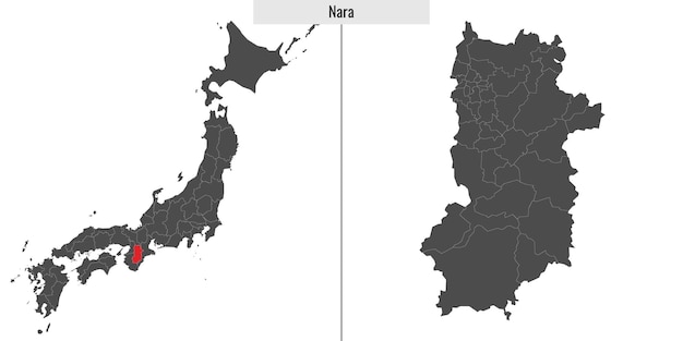 Mapa prefektury Nara w Japonii