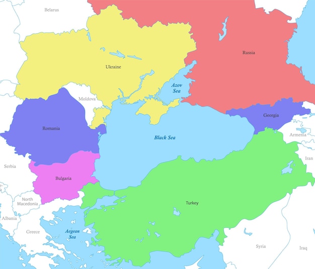 Plik wektorowy mapa regionu morza czarnego z granicami krajów