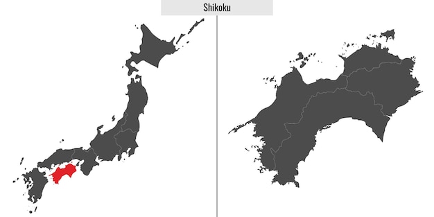 Mapa regionu Sikoku w Japonii