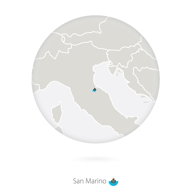 Mapa San Marino I Flaga Narodowa W Okręgu Kontur Mapy San Marino Z Flagą Ilustracja Wektorowa