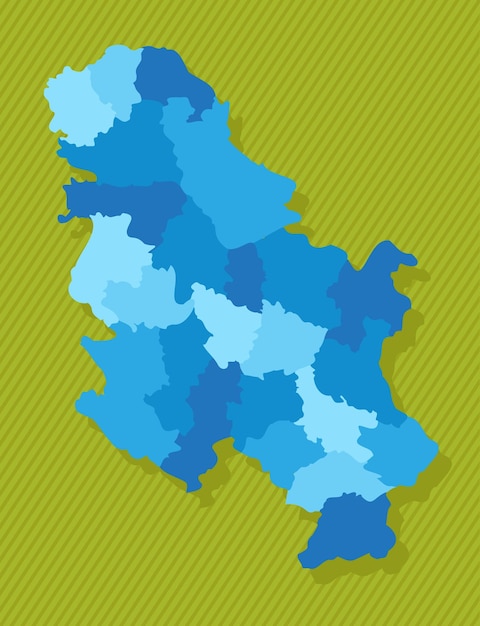 Plik wektorowy mapa serbii z regionami niebieska mapa polityczna zielony ilustracja wektorowa tła