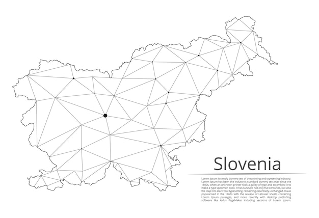 Mapa Sieci Słowenii Obraz Wektorowy Lowpoly Mapy Globalnej Ze światłami W Formie