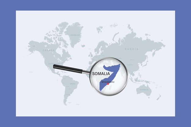 Mapa Somalii Na Politycznej Mapie świata Z Lupą