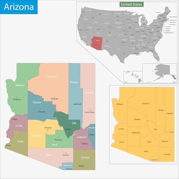 Plik wektorowy mapa stanu arizona