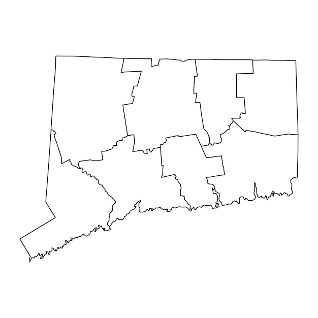 Plik wektorowy mapa stanu connecticut z hrabstwami ilustracji wektorowych