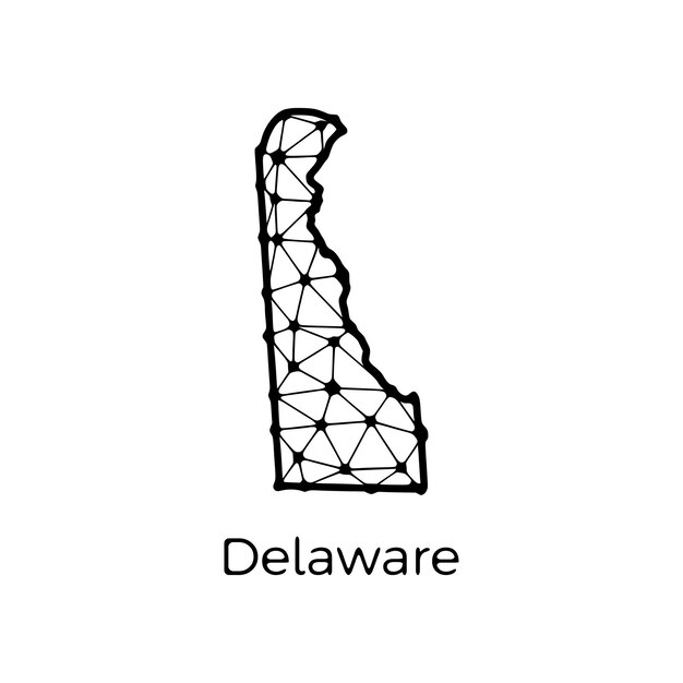 Mapa Stanu Delaware Ilustracja Wieloboczna Wykonana Z Linii I Kropek Izolowanych Na Białym Tle