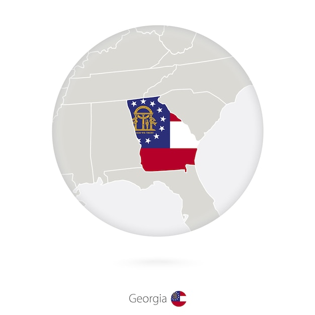 Mapa Stanu Georgia I Flaga W Okręgu Kontur Mapy Stanu Georgia Usa Z Flagą Ilustracja Wektorowa