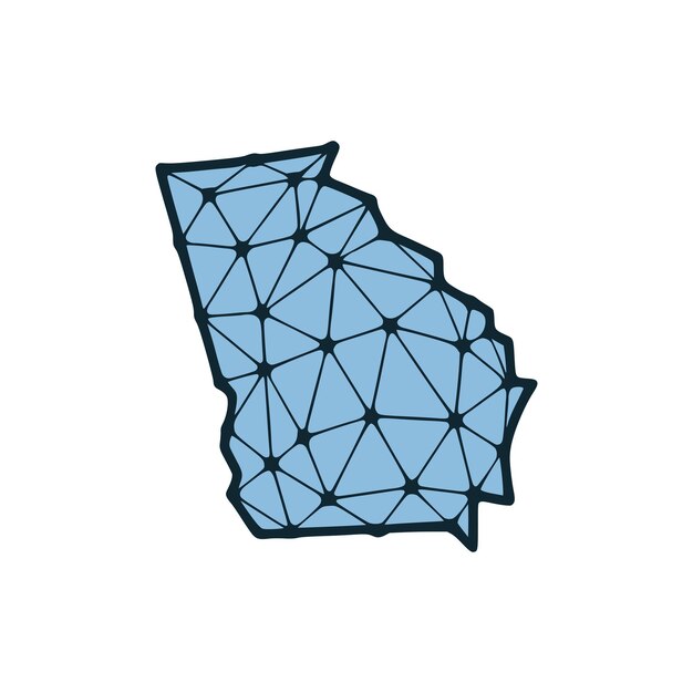 Plik wektorowy mapa stanu georgia wielokątna ilustracja wykonana z linii i kropek izolowanych na białym tle projekt low poli stanu usa