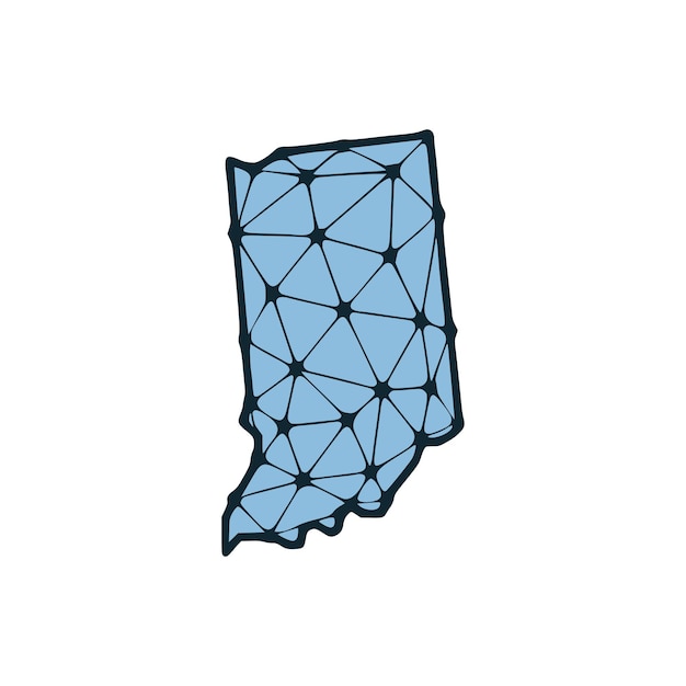 Plik wektorowy mapa stanu indiana wielokątna ilustracja wykonana z linii i kropek izolowanych na białym tle projekt low poli stanu usa