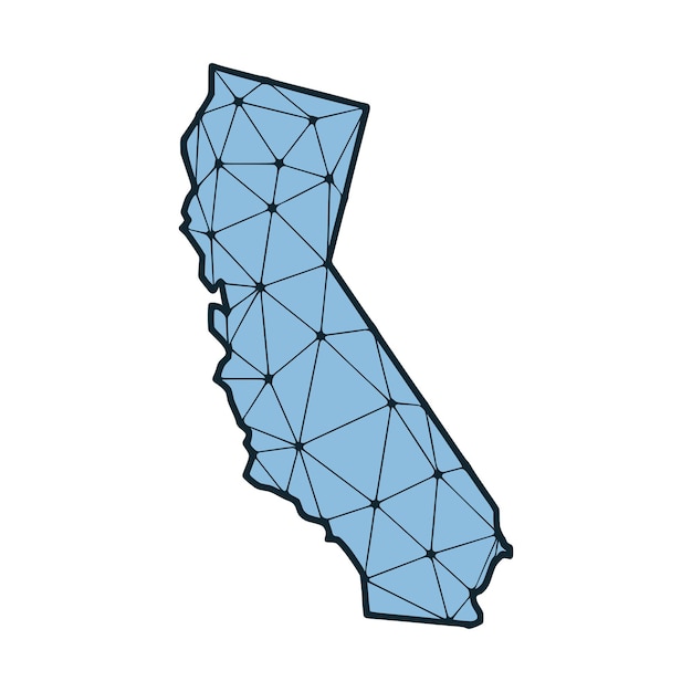 Plik wektorowy mapa stanu kalifornia wielokątna ilustracja wykonana z linii i kropek izolowanych na białym tle projekt low poli stanu usa