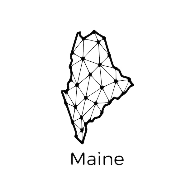 Mapa Stanu Maine Ilustracja Wieloboczna Wykonana Z Linii I Kropek Izolowanych Na Białym Tle