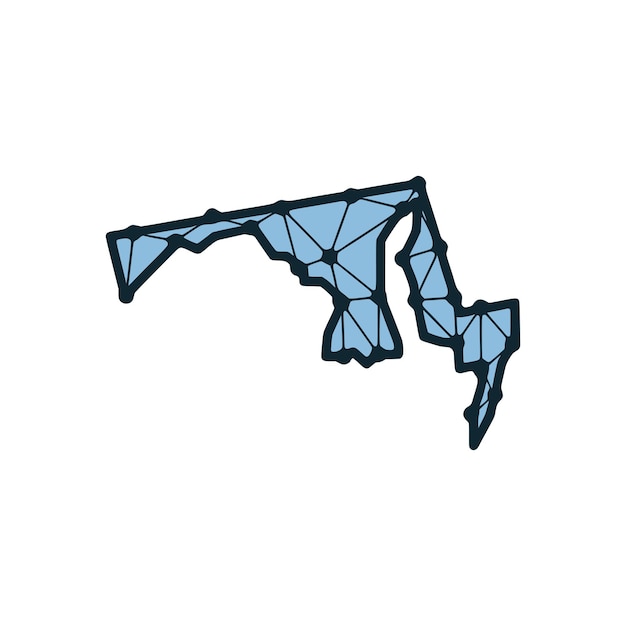 Mapa Stanu Maryland Wielokątna Ilustracja Wykonana Z Linii I Kropek Izolowanych Na Białym Tle Projekt Low Poli Stanu Usa