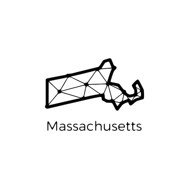 Mapa Stanu Massachusetts Ilustracja Wieloboczna Wykonana Z Linii I Kropek Izolowanych Na Białym Tle