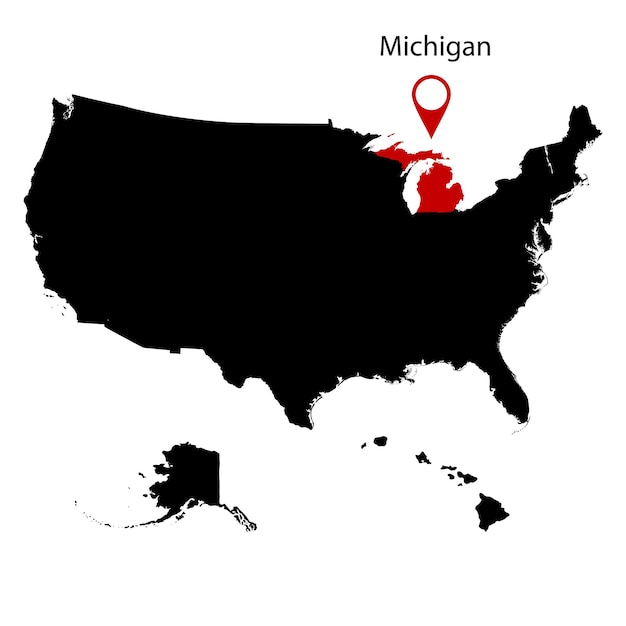 Mapa Stanu Michigan Na Białym Tle