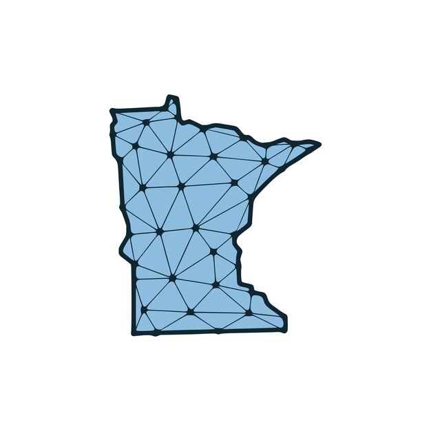 Mapa Stanu Minnesota Wielokątna Ilustracja Wykonana Z Linii I Kropek Izolowanych Na Białym Tle Projekt Low Poli Stanu Usa