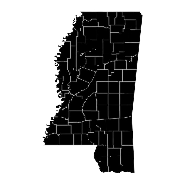 Mapa Stanu Mississippi Z Hrabstwami Ilustracji Wektorowych