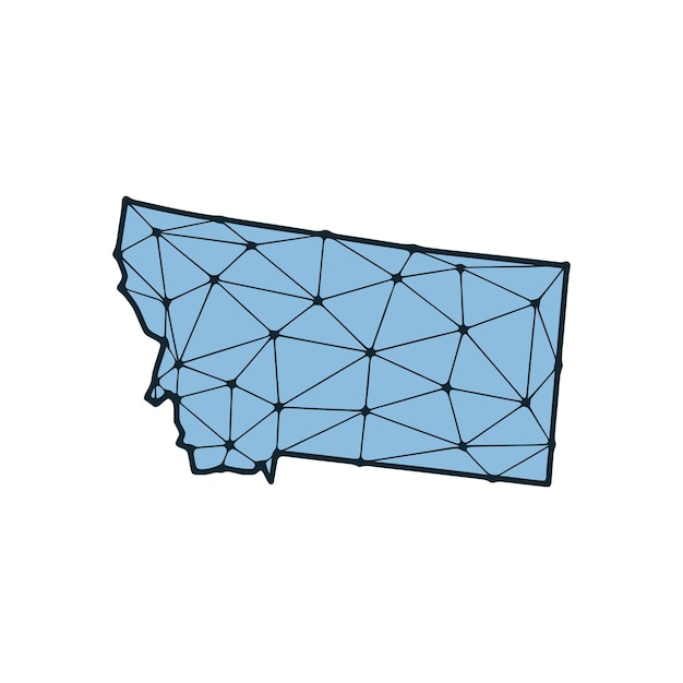 Plik wektorowy mapa stanu montana wielokątna ilustracja wykonana z linii i kropek izolowanych na białym tle projekt low poli stanu usa