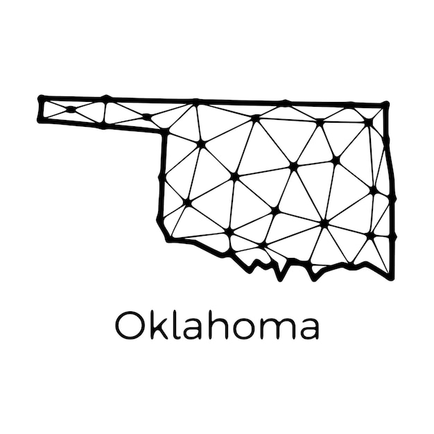 Plik wektorowy mapa stanu oklahoma ilustracja wieloboczna wykonana z linii i kropek izolowanych na białym tle