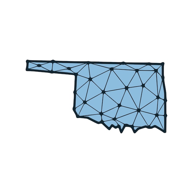 Mapa Stanu Oklahoma Wielokątna Ilustracja Wykonana Z Linii I Kropek Izolowanych Na Białym Tle Projekt Low Poli Stanu Usa