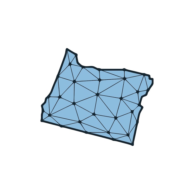 Plik wektorowy mapa stanu oregon wielokątna ilustracja wykonana z linii i kropek izolowanych na białym tle projekt low poli stanu usa