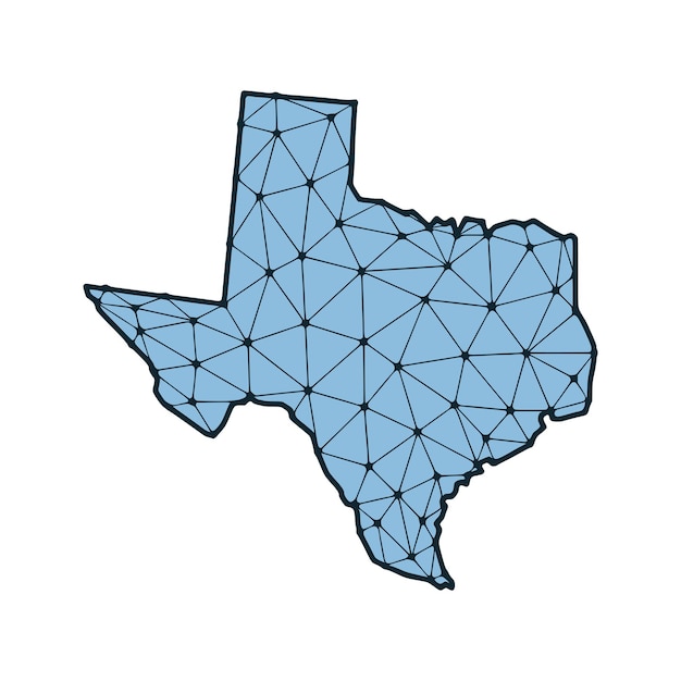 Mapa Stanu Teksas Wielokątna Ilustracja Wykonana Z Linii I Kropek Izolowanych Na Białym Tle Projekt Low Poly Stanu Usa