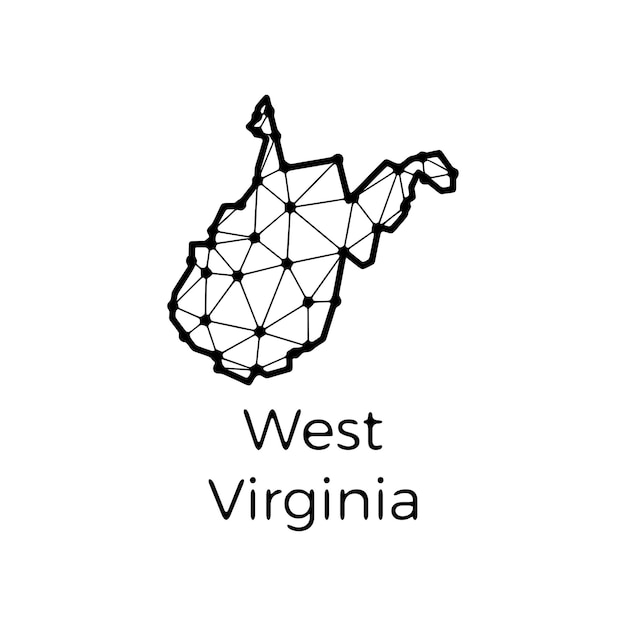 Mapa Stanu Zachodnia Wirginia Ilustracja Wieloboczna Wykonana Z Linii I Kropek Izolowanych Na Białym Tle