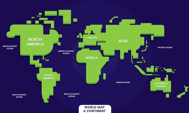 Mapa świata I Kontynent W Geometrycznym Projekcie