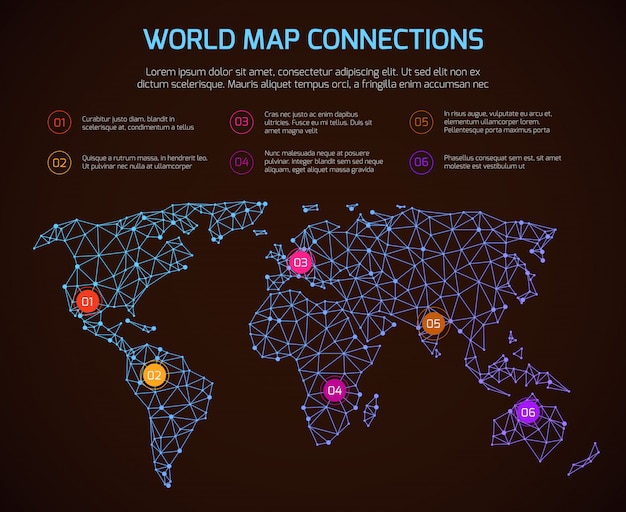 Mapa świata Infographic Wielokąta Mapę