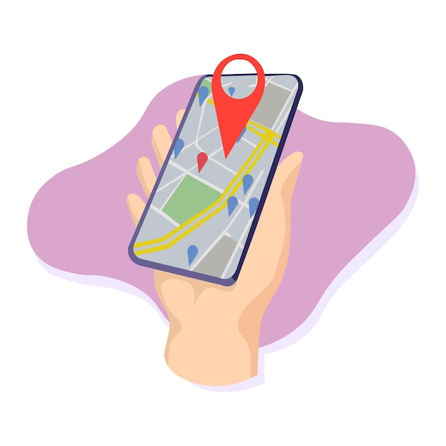 Mapa świata Mobilna nawigacja GPS Telefon komórkowy Koncepcja technologii mobilnych