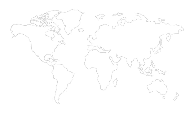 Mapa świata na białym tle