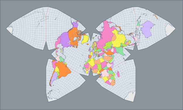 Plik wektorowy mapa świata projekcja motyla watermana
