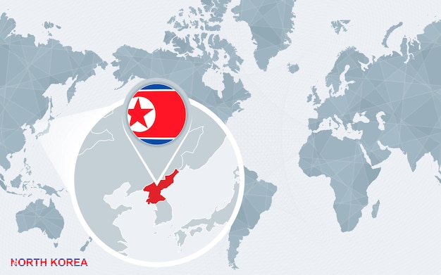 Mapa świata Skoncentrowana Na Ameryce Z Powiększoną Koreą Północną